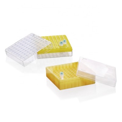 PS material 2ml 100 wells cryo tube box cryovial stand with grid